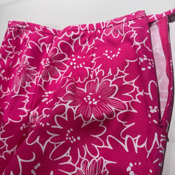Talbots Women’s Pink Floral Print Magenta Ankle Pants Cotton Barbie Y2K sz 10 - Picture 3 of 8